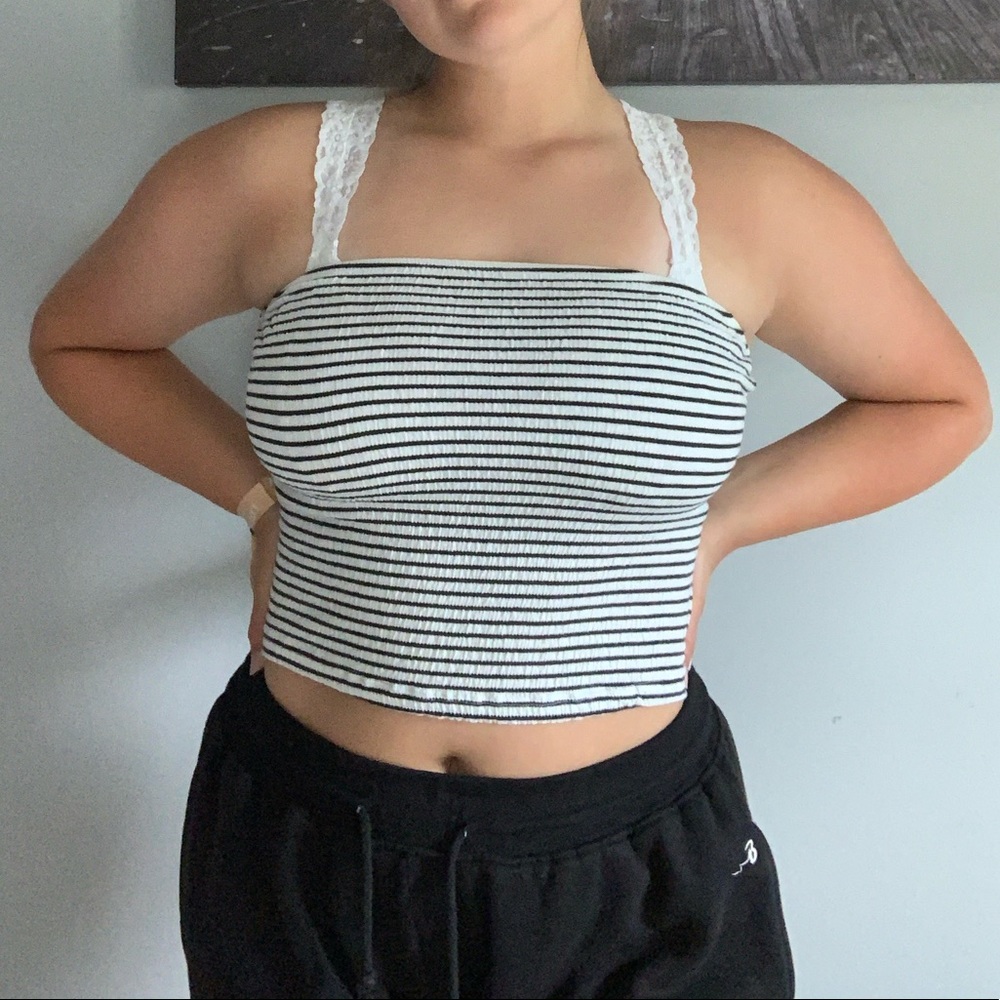 black and white striped tube top